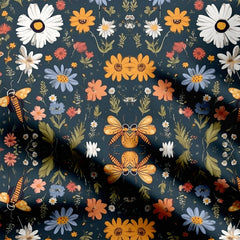 Insects Floral Print Fabric