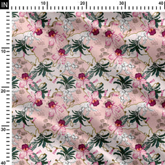 flowers with chain Print Fabric
