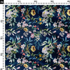 Night Blue Paradise Print Fabric