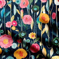 water colour flowers Print Fabric
