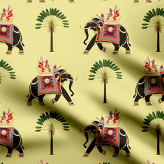 Caparisoned Royal Elephant Print Fabric