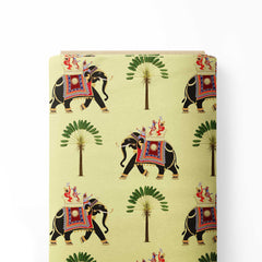 Caparisoned Royal Elephant Print Fabric