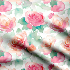 water colour effect roses Print Fabric