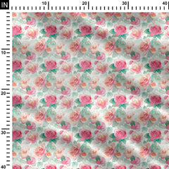 Aqua Roses Cotton Fabric