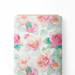 Aqua Roses Cotton Fabric