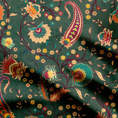 paislay with flowers allover Print Fabric