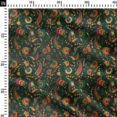 paislay with flowers allover Print Fabric