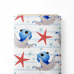 Cute octopus and starfish Print Fabric