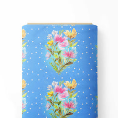 Floral abstract with blue background Print Fabric