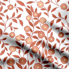 Paisley Floral Fusion - Terra Cotta Cotton Poplin Print Fabric