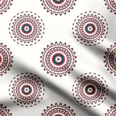 Creamy Mandala Print Fabric