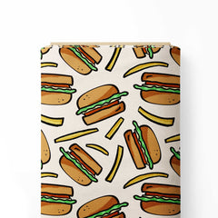 Burger and fries Print Fabric