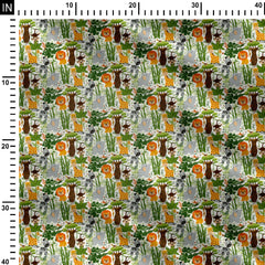 Out on safari White Print Fabric