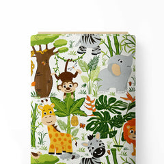 Out on safari White Print Fabric