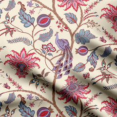 Indian floral Passion and peacock Print Fabric