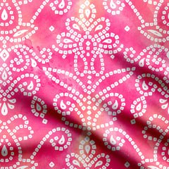 Bandhani damask Pink Print Fabric