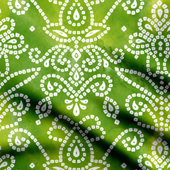 Bandhani damask Green Print Fabric