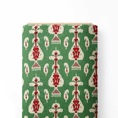 green ikat Print Fabric