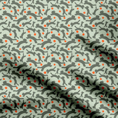Grey cats Print Fabric