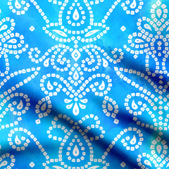 Bandhani damask blue Print Fabric