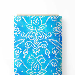 Bandhani damask blue Print Fabric