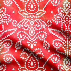 Bandhani damask Red Print Fabric