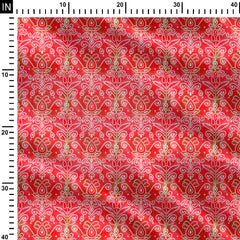 Bandhani damask Red Print Fabric