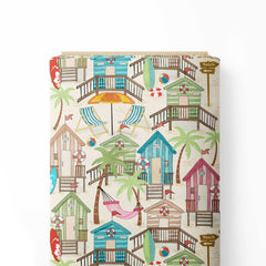 Beach houses Print Fabric