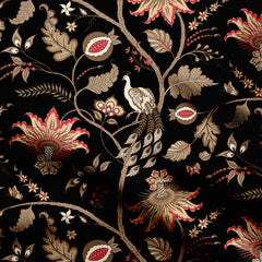 Indian floral Passion and peacock dark Print Fabric