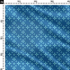 Bluish Geometric Floral Print Fabric