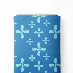 Bluish Geometric Floral Print Fabric