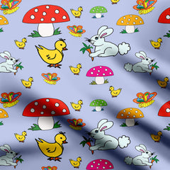 Bunny Ducky Butterfly Print Fabric
