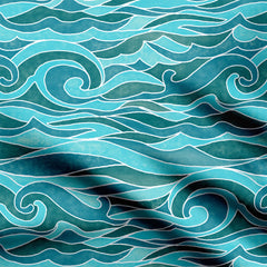 Cresting waves Cotton Poplin Print Fabric