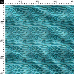 Cresting waves Cotton Poplin Print Fabric