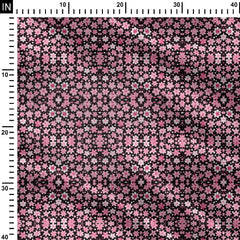 Black Pink Floral Print Fabric