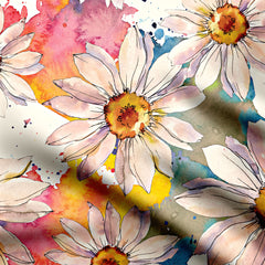 Crepe 3 Meters water colour flower Print Fabric