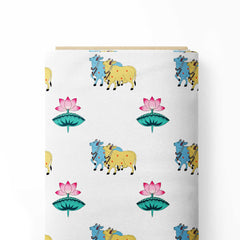 pichwai lotus and cow Print Fabric