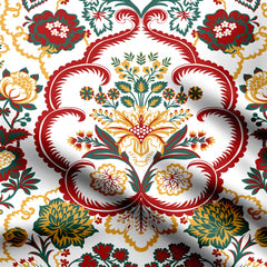 Red Flora Dreams Print Fabric