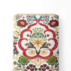 Red Flora Dreams Print Fabric