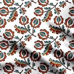 White Nutshells Print Fabric