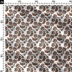 White Nutshells Print Fabric 022