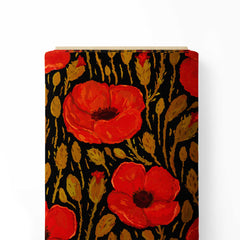 Red Poppies - Dark Print Fabric