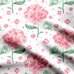 Pink Hydrangeas Print Fabric