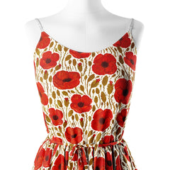 Red Poppies - White Print Fabric