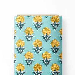 Turquoise Marigold Print Fabric