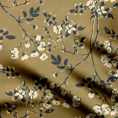 Blooms In Dark Print Fabric