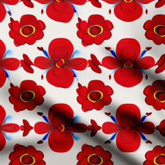 Red Blossom Print Fabric