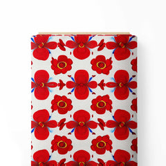 Red Blossom Print Fabric