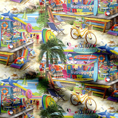 SeaSide Stall Cotton Poplin Print Fabric