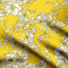 Golden Kiwi Blooms Print Fabric